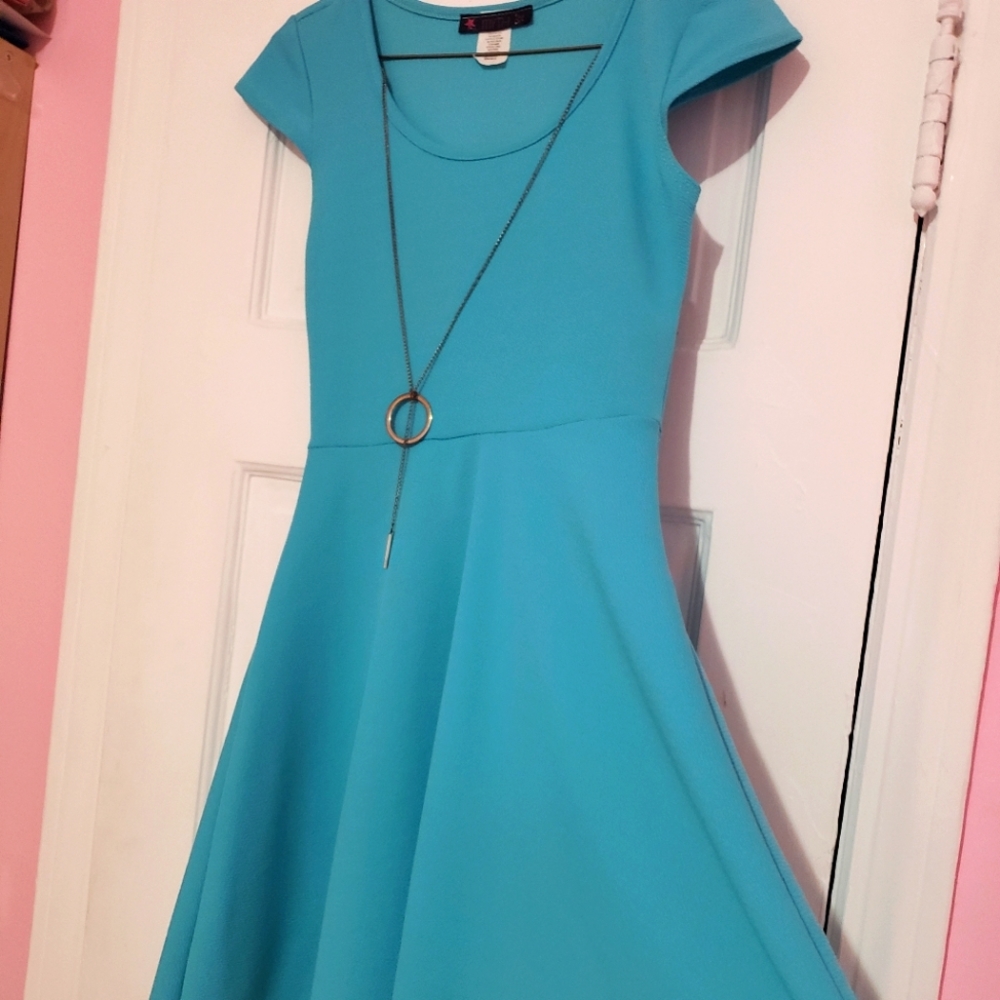 MYTH Women Flowy blue dress with attached pendant